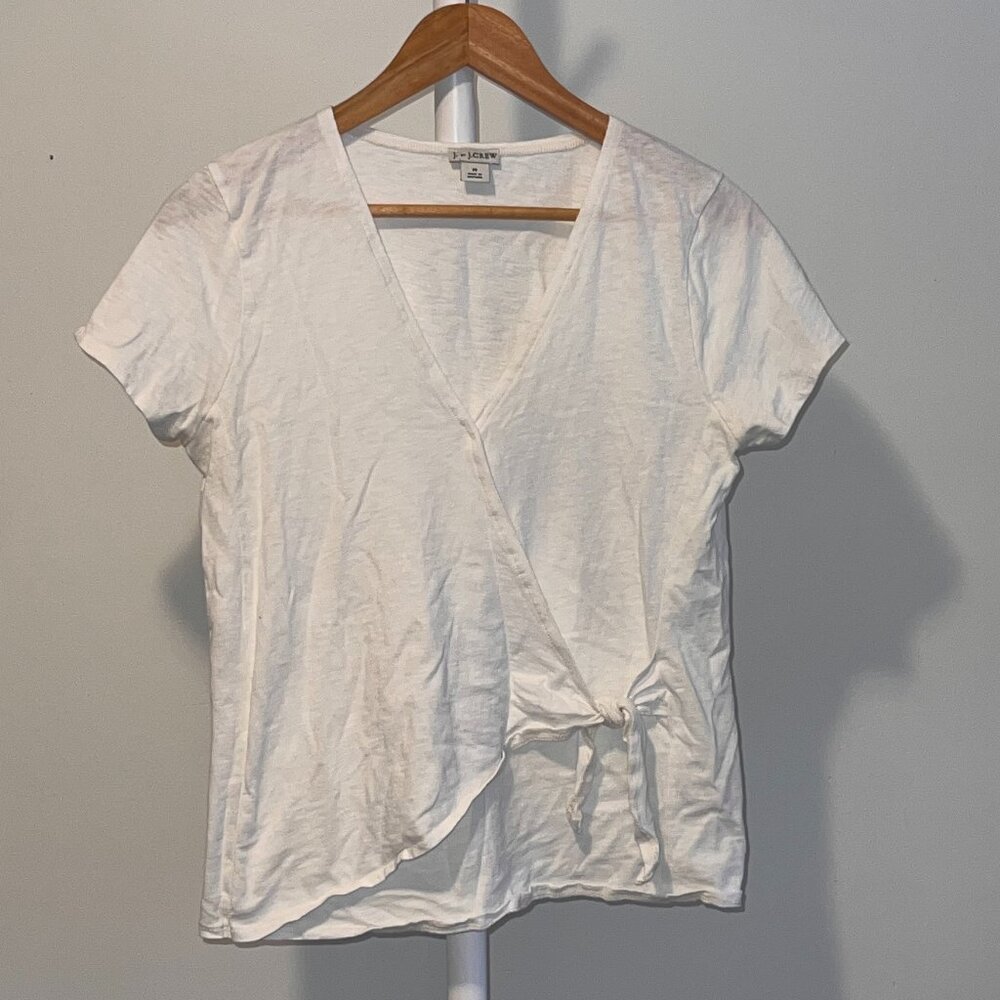 White V-Neck Wrap Style Tee